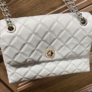 Kate Spade Quilted White Shoulder Bag with Chain